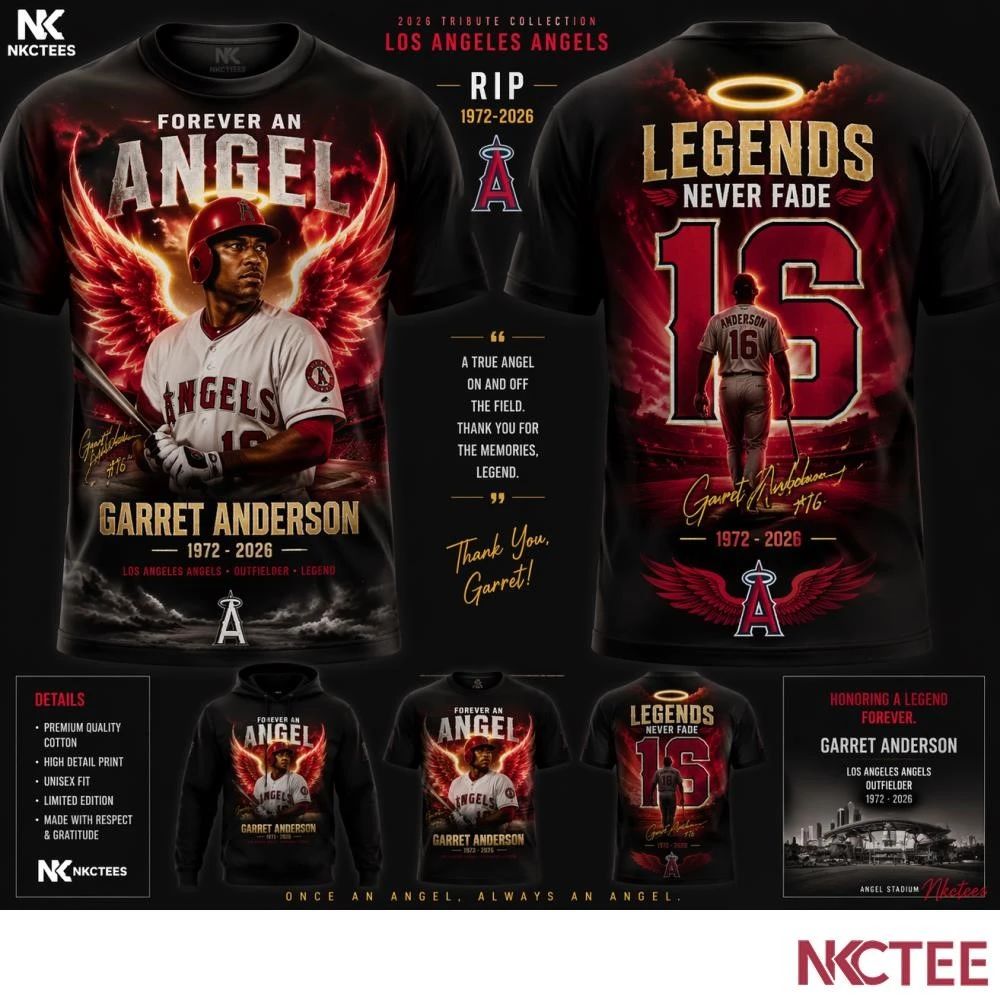 Garret Anderson Forever Angel 2026 Tribute Shirt  Los Angeles Baseball Legend Memorial Unisex T-shirt, Sweatshirt, Hoodie, Long Sleeve Tee - T-Shirt, Sweatshirt, Hoodie