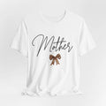 Mother Leopard Bow T-Shirt | Script Mom Tee, Animal Print Ribbon Design Unisex T-shirt, Sweatshirt, Hoodie, Long Sleeve Tee - T-Shirt, Sweatshirt, Hoodie