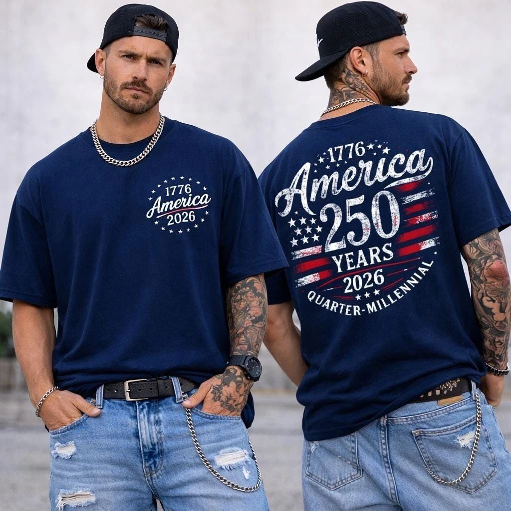 America 250 Years Shirt  1776 2026 USA Flag Tee  Quarter Millennial Top  Patriot Unisex T-shirt, Sweatshirt, Hoodie, Long Sleeve Tee - T-Shirt, Sweatshirt, Hoodie