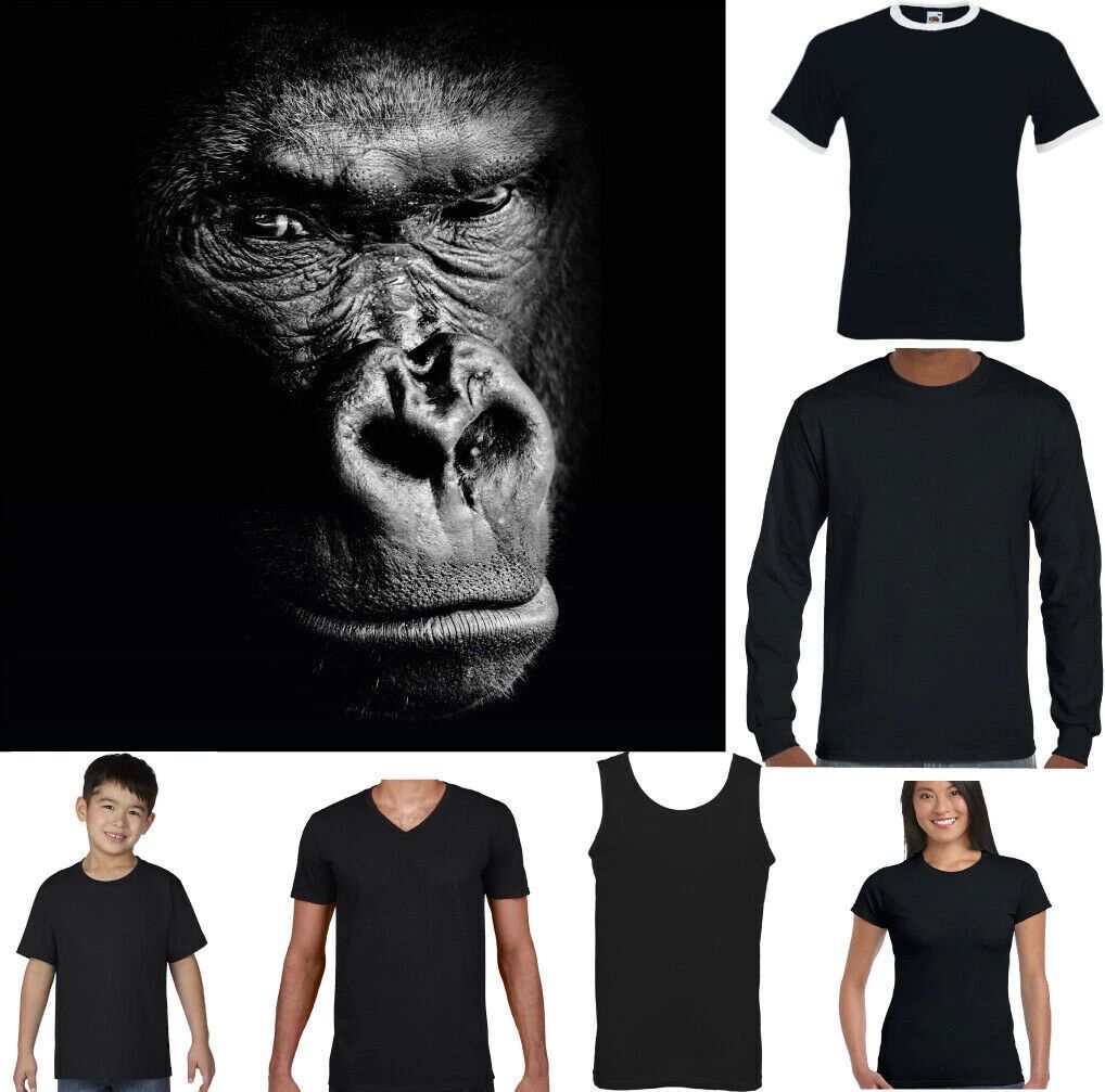 GORILLA T-SHIRT Face 3D Large Animal Primate Monkey Environment Unisex Top Unisex T-shirt, Sweatshirt, Hoodie, Long Sleeve Tee - T-Shirt, Sweatshirt, Hoodie