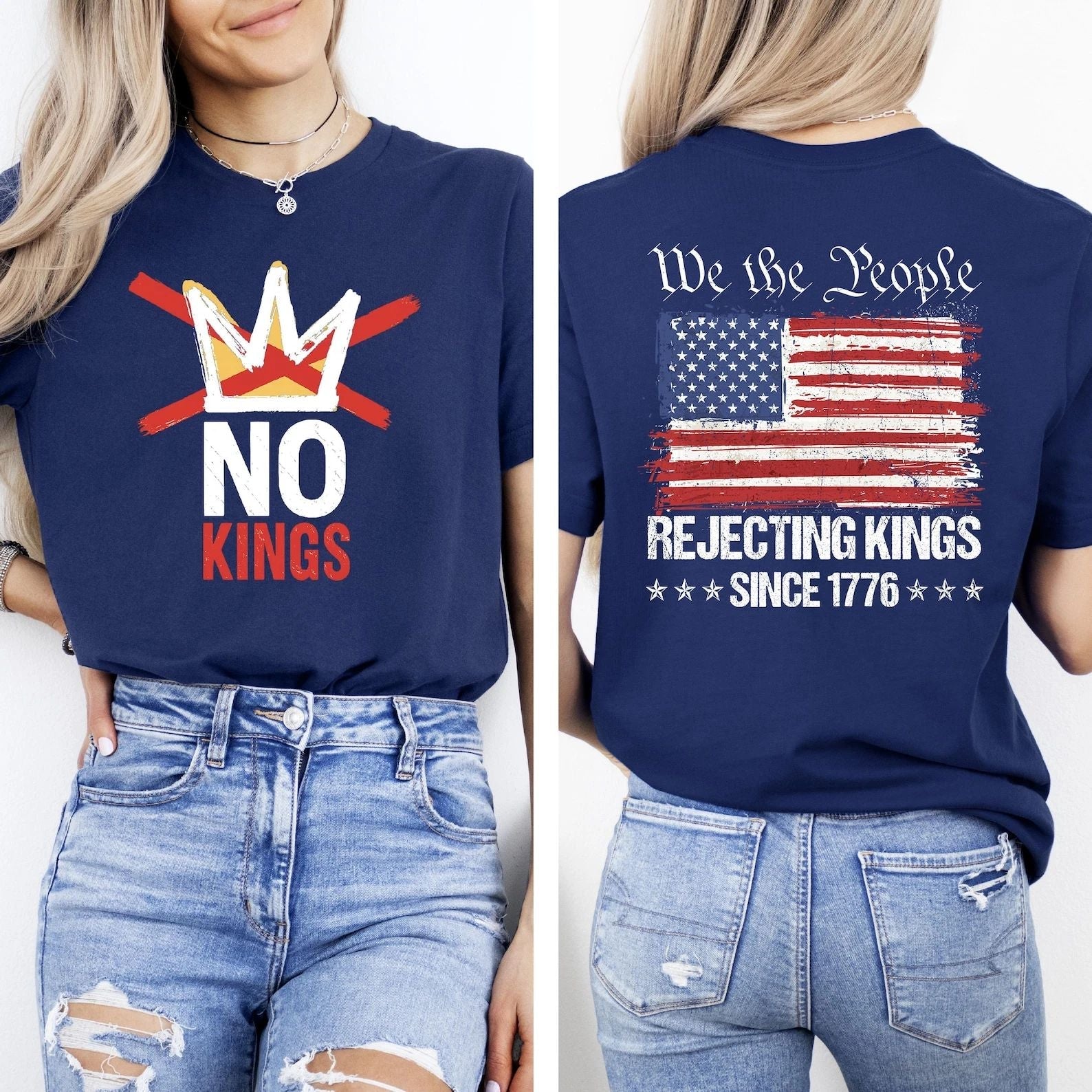 No Kings T-Shirt, Rejecting Kings Since 1776 Shirt, We The People Anti Trump Tee Unisex T-shirt, Sweatshirt, Hoodie, Long Sleeve Tee - T-Shirt, Sweatshirt, Hoodie