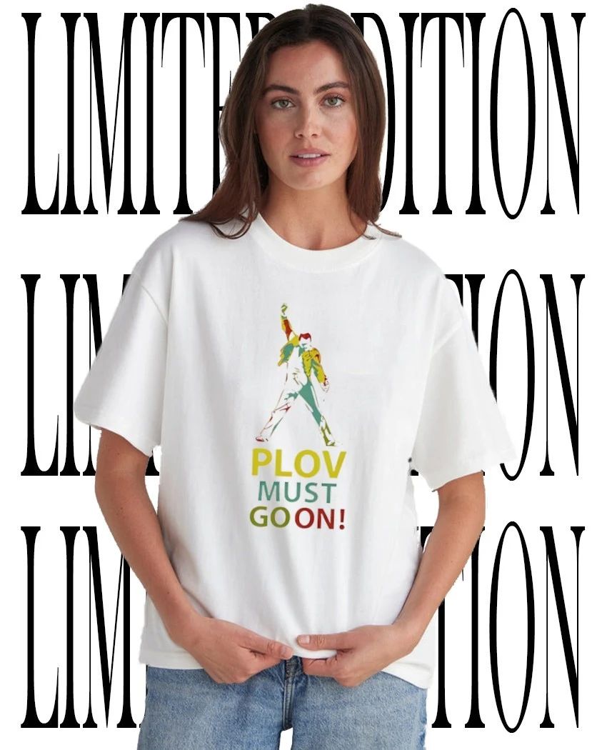 Freddie Mercury Plov Must Go On Funny Foodie Pun shirt Unisex T-shirt, Sweatshirt, Hoodie, Long Sleeve Tee - T-Shirt, Sweatshirt, Hoodie