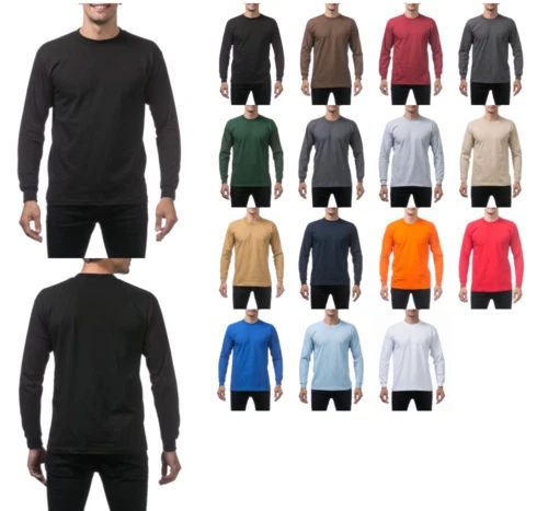 PRO CLUB Heavyweight Cotton Long Sleeve Crew Neck T-shirt SIZES (M-3XL) Unisex T-shirt, Sweatshirt, Hoodie, Long Sleeve Tee - T-Shirt, Sweatshirt, Hoodie