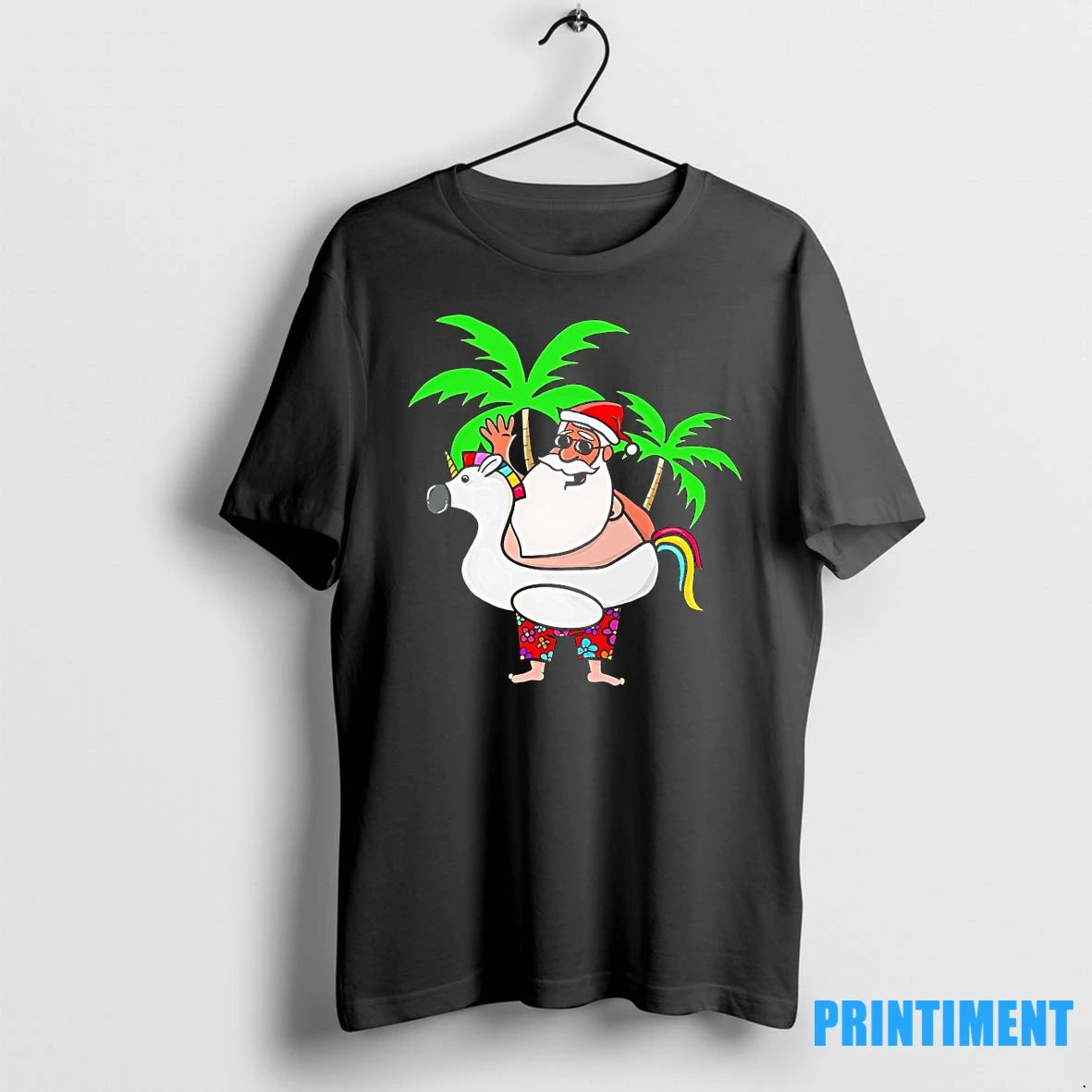Tropical Santa Unicorn Float Christmas Vacation Tshirts Sweater Unisex T-shirt, Sweatshirt, Hoodie, Long Sleeve Tee - T-Shirt, Sweatshirt, Hoodie