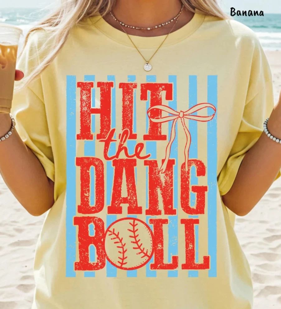 Hit The Dang Ball Shirt Baseball Tee, Softball Mom Tshirt, Retro Game Day Unisex T-shirt, Sweatshirt, Hoodie, Long Sleeve Tee - T-Shirt, Sweatshirt, Hoodie