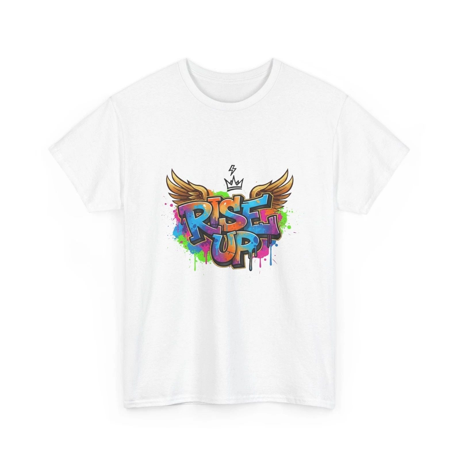 Rise Up Graffiti Wings T-Shirt Colorful Street Art Motivation Graphic Tee Unisex T-shirt, Sweatshirt, Hoodie, Long Sleeve Tee - T-Shirt, Sweatshirt, Hoodie