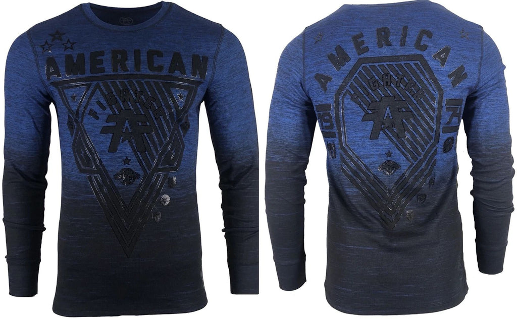 AMERICAN FIGHTER Men's T-Shirt Thermal Shirt GOODWELL Blue Biker MMA Unisex T-shirt, Sweatshirt, Hoodie, Long Sleeve Tee - T-Shirt, Sweatshirt, Hoodie