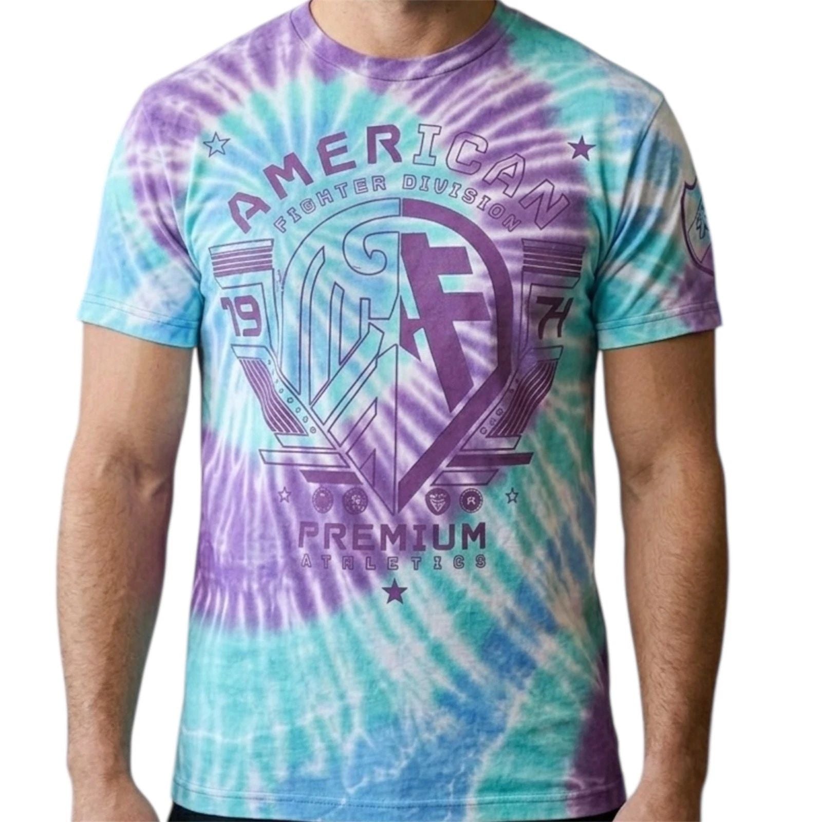 $40 AMERICAN FIGHTER Tie Dye KENTON Athletic Graphic T-shirt NWT Unisex T-shirt, Sweatshirt, Hoodie, Long Sleeve Tee - T-Shirt, Sweatshirt, Hoodie