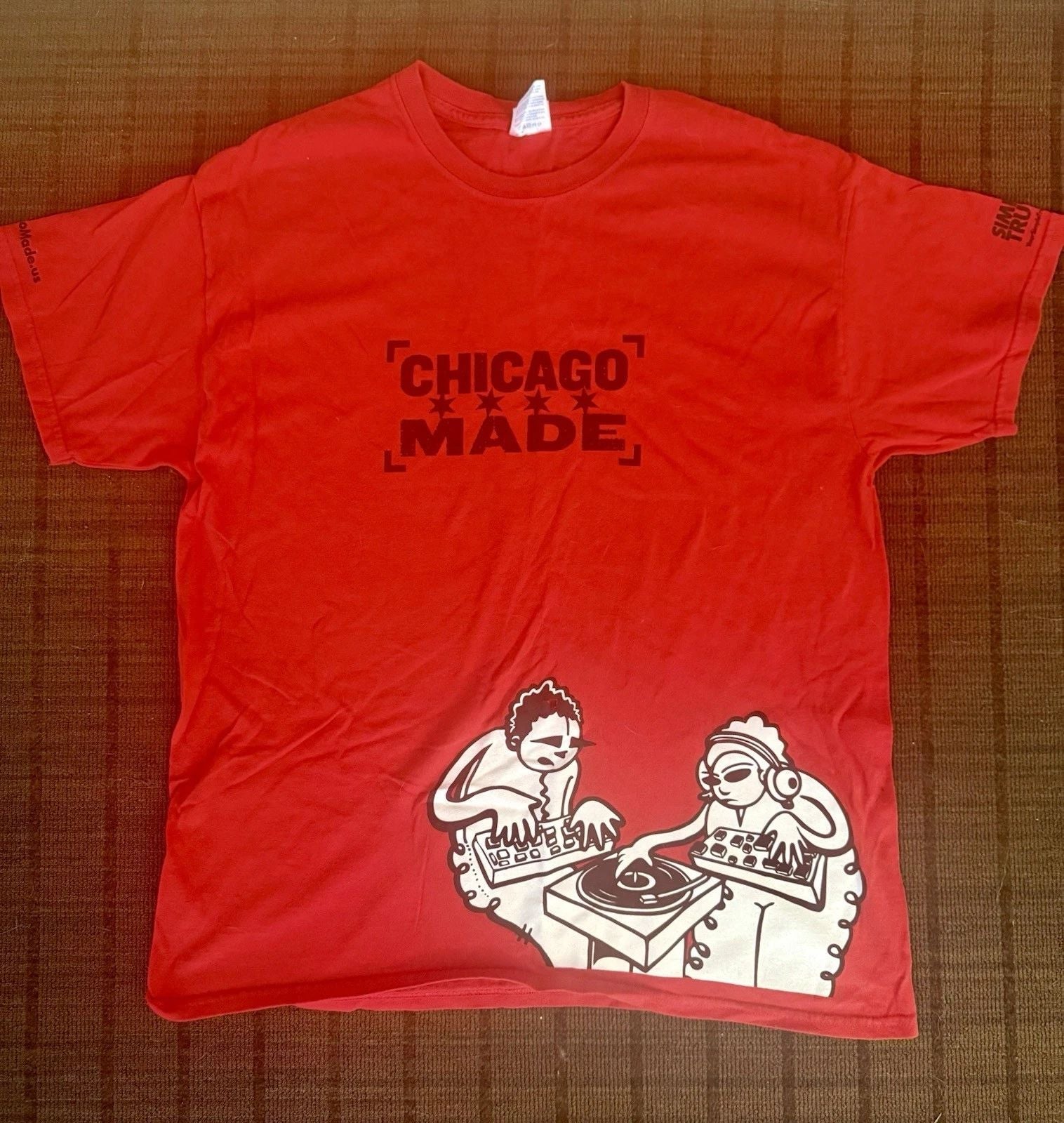 Chicago Made Red T shirt With DJ Graphic Mens Large Never Worn Simple Truth Unisex T-shirt, Sweatshirt, Hoodie, Long Sleeve Tee - T-Shirt, Sweatshirt, Hoodie