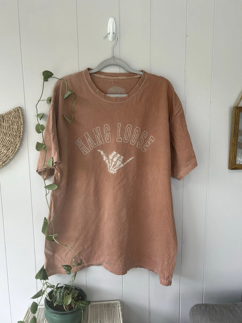 Olive Lynn Dusty Rose Skeleton Shaka  Surf Graphic Cotton T-Shirt Unisex T-shirt, Sweatshirt, Hoodie, Long Sleeve Tee - T-Shirt, Sweatshirt, Hoodie