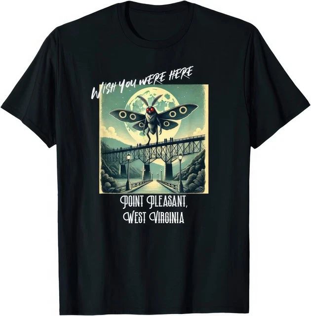 Wish You Were Here Mothman Cryptid Urban Legend Graphic T Shirt Unisex T-shirt, Sweatshirt, Hoodie, Long Sleeve Tee - T-Shirt, Sweatshirt, Hoodie