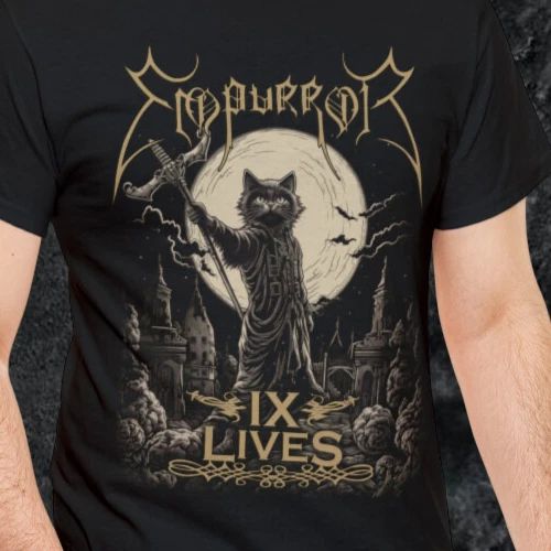 Empurror - IX Lives T-Shirt, Cat T-Shirt, Black Metal Shirt, Emperor Shirt Unisex T-shirt, Sweatshirt, Hoodie, Long Sleeve Tee - T-Shirt, Sweatshirt, Hoodie