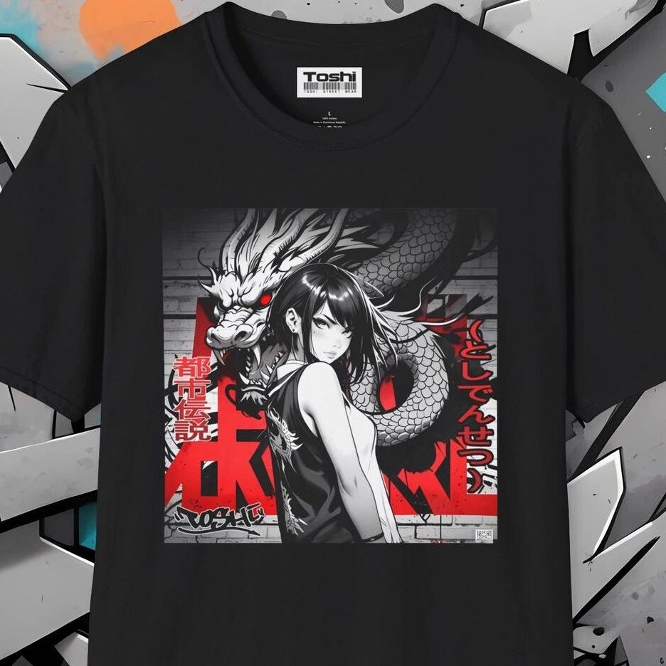 Anime Graffiti Tee  Urban Street Style & Japanese Dragon Art- Graphic Tee Unisex T-shirt, Sweatshirt, Hoodie, Long Sleeve Tee - T-Shirt, Sweatshirt, Hoodie
