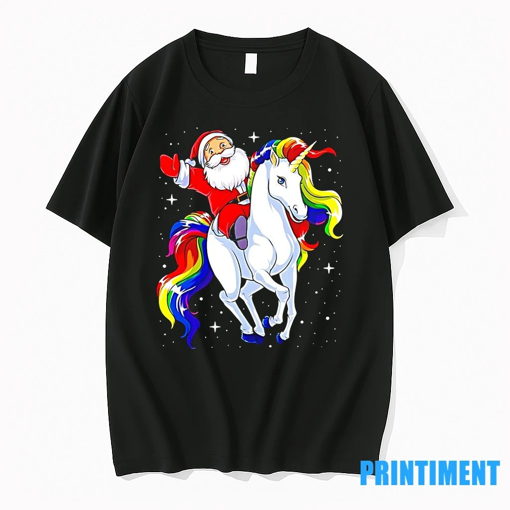 Santa Riding Rainbow Unicorn Galaxy Christmas Tshirts Sweater Unisex T-shirt, Sweatshirt, Hoodie, Long Sleeve Tee - T-Shirt, Sweatshirt, Hoodie