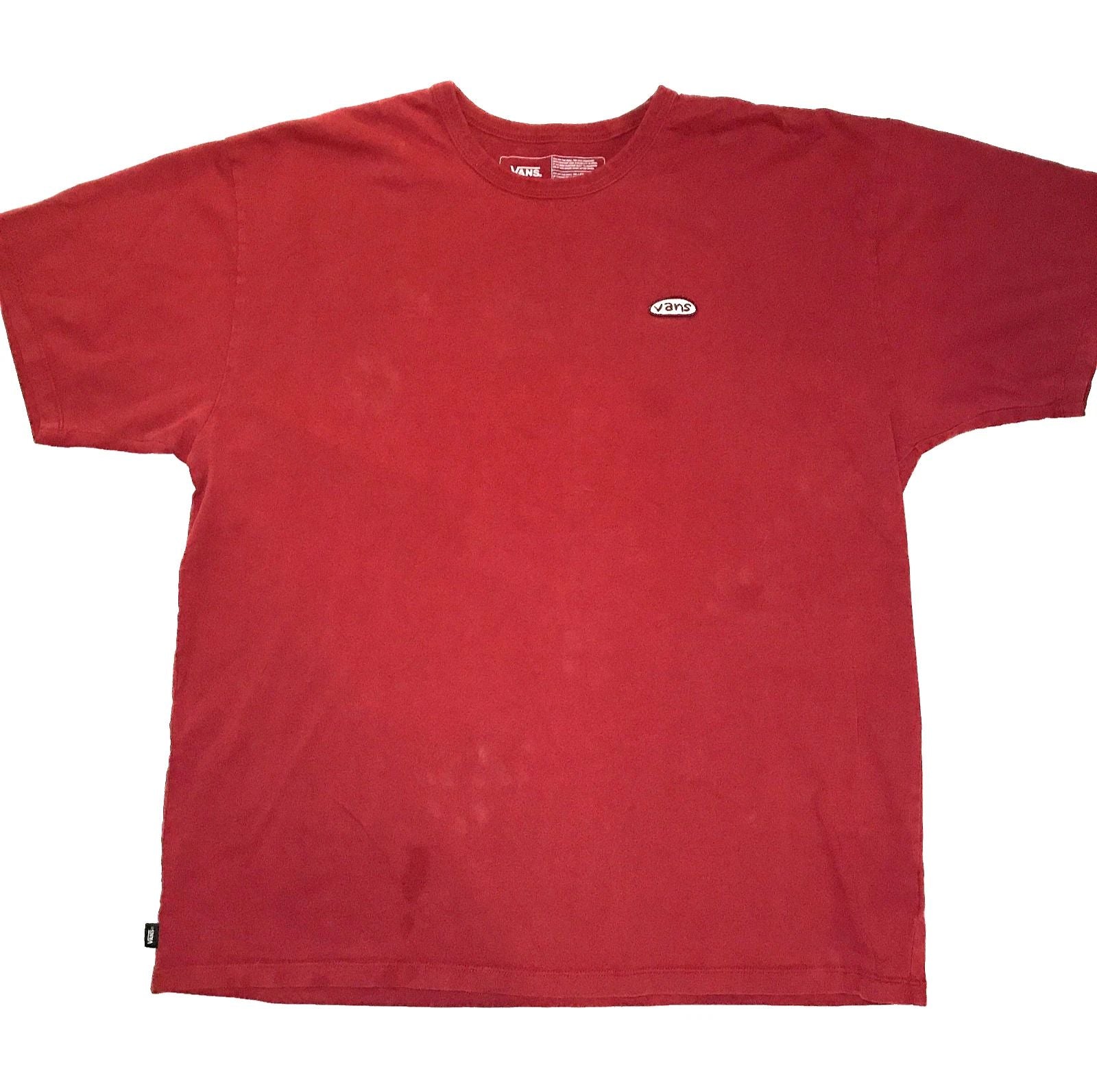 Simple Red Vans T Shirt with Patch Logo XL Unisex T-shirt, Sweatshirt, Hoodie, Long Sleeve Tee - T-Shirt, Sweatshirt, Hoodie
