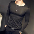 Mens Long Sleeve Crew Neck T-shirt Slim Stretch Undershirt Top Tee Shirt Unisex T-shirt, Sweatshirt, Hoodie, Long Sleeve Tee - T-Shirt, Sweatshirt, Hoodie