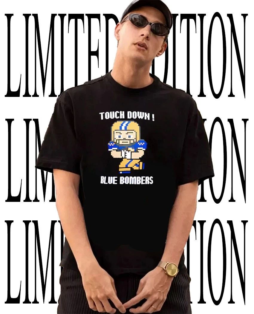 Winnipeg Blue Bombers Touch Down Pixel Football Player Retro Game shirt Unisex T-shirt, Sweatshirt, Hoodie, Long Sleeve Tee - T-Shirt, Sweatshirt, Hoodie