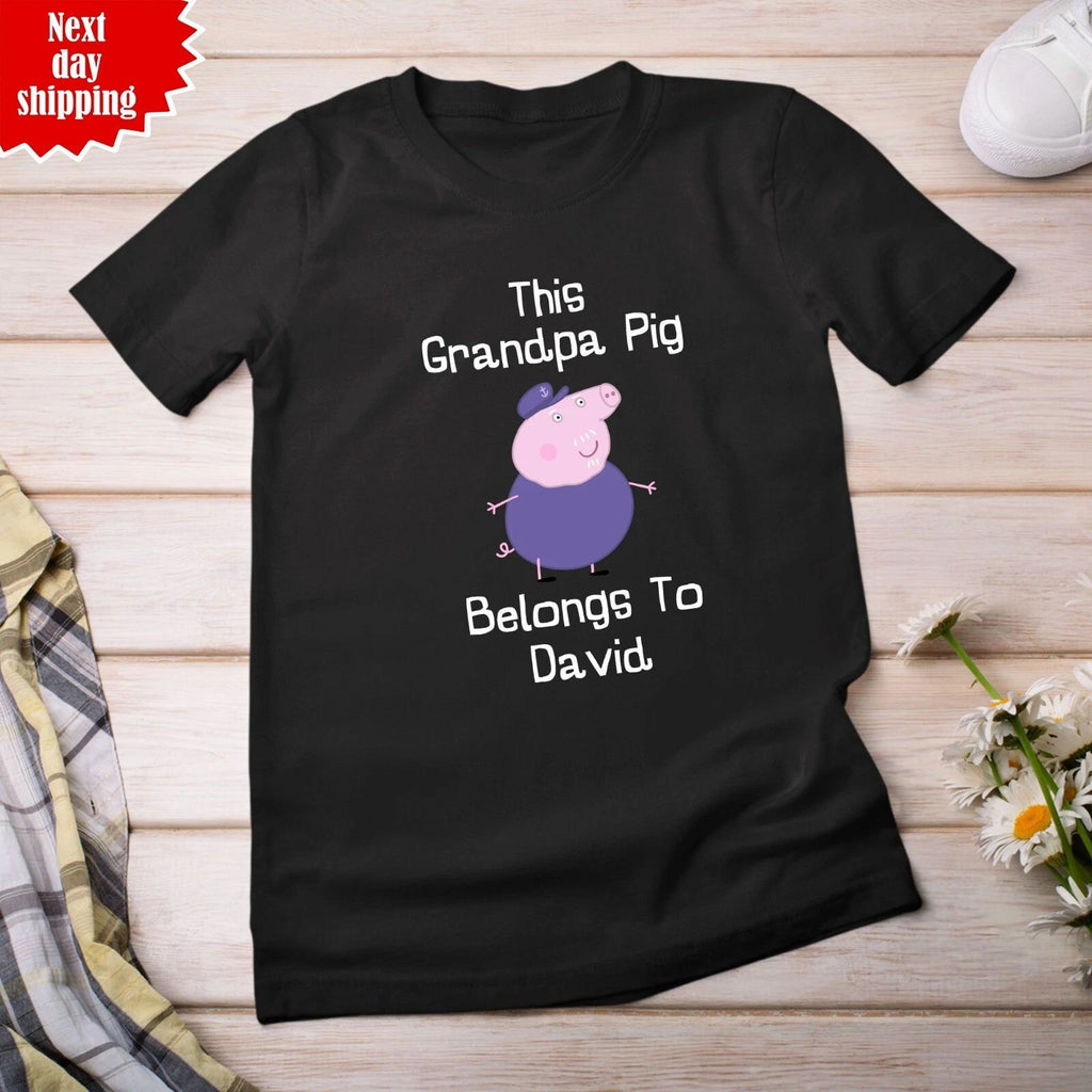 Personalised Grandpa Pig T Shirt Printed Father's Day Gift Men Birthday Tee Tops Unisex T-shirt, Sweatshirt, Hoodie, Long Sleeve Tee - T-Shirt, Sweatshirt, Hoodie