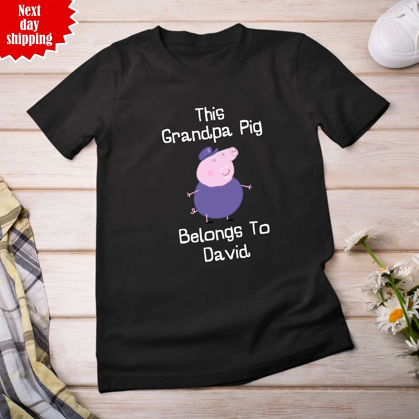 Personalised Grandpa Pig T Shirt Printed Father's Day Gift Men Birthday Tee Tops Unisex T-shirt, Sweatshirt, Hoodie, Long Sleeve Tee - T-Shirt, Sweatshirt, Hoodie