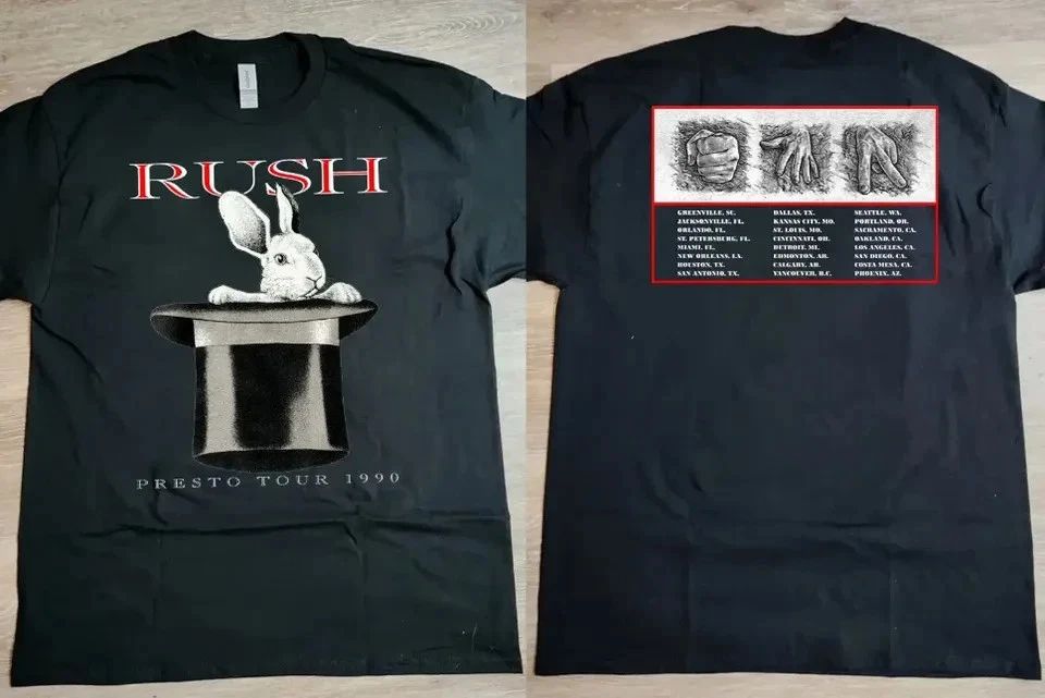 1990 Rush Rabit Presto North America Tour T-Shirt, Rush Band T-Shirt Unisex T-shirt, Sweatshirt, Hoodie, Long Sleeve Tee - T-Shirt, Sweatshirt, Hoodie