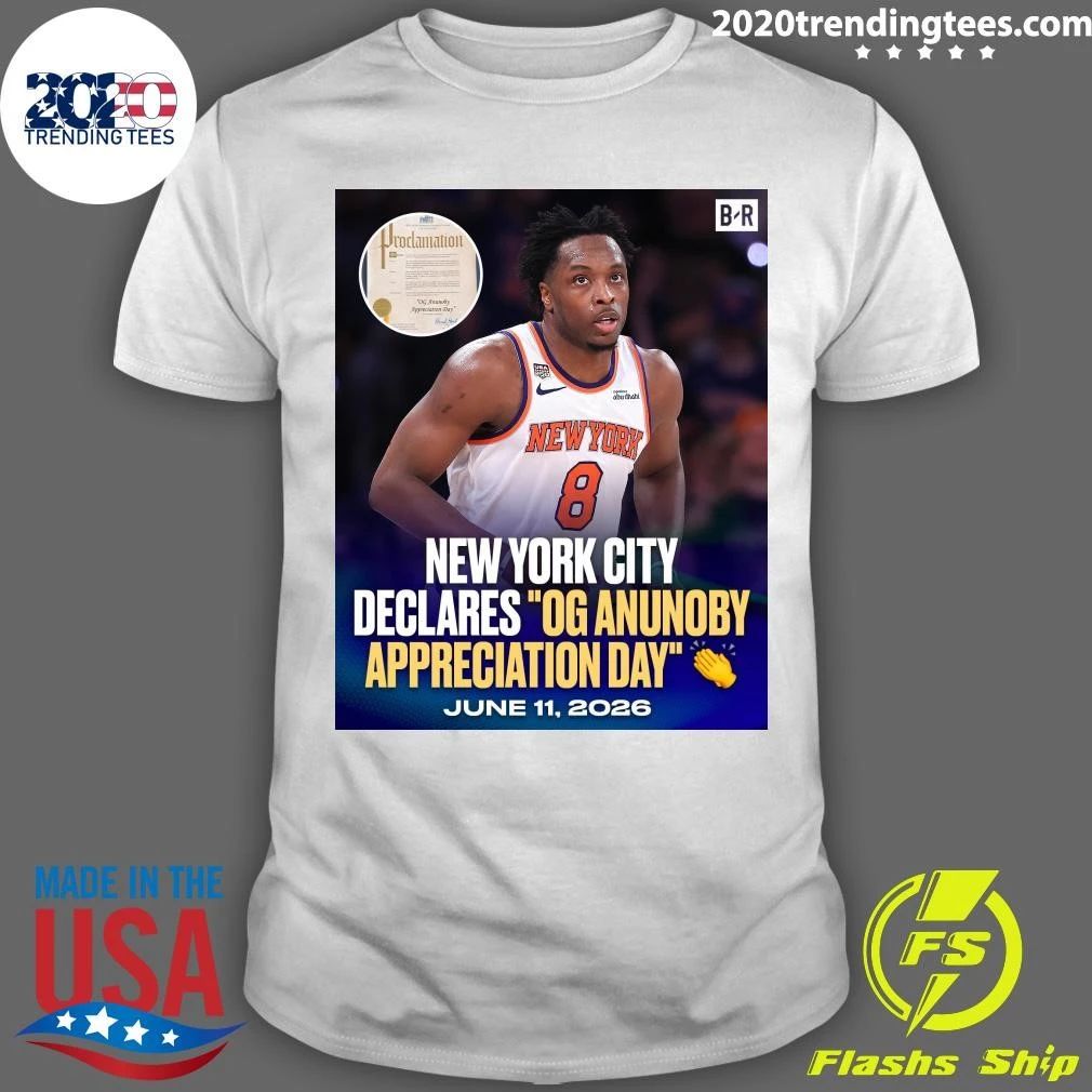 New York City Declares OG Anunoby Appreciation Day June 11, 2026 Shirt Unisex T-shirt, Sweatshirt, Hoodie, Long Sleeve Tee - T-Shirt, Sweatshirt, Hoodie