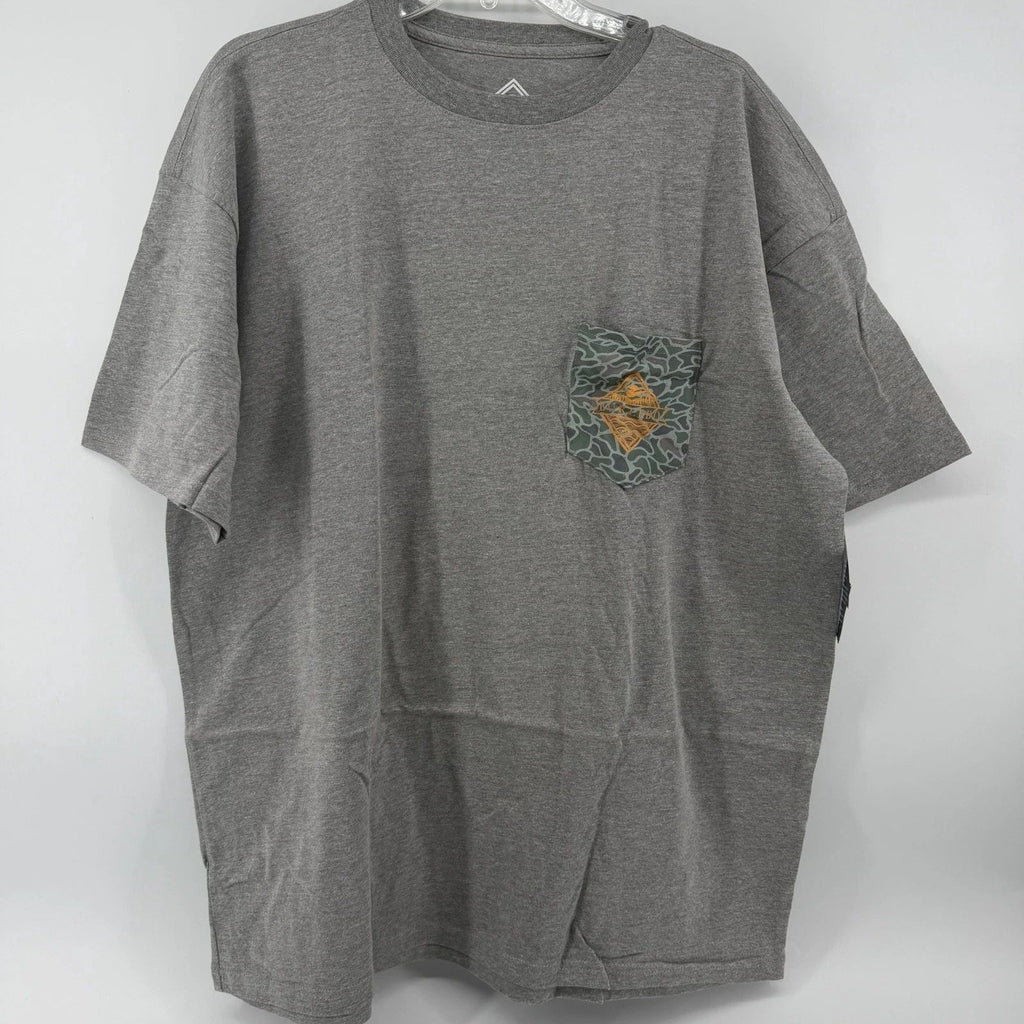 NWT Burlebo Gray T-Shirt Mens XL Duck Camo Pocket Short Sleeve Outdoor Hiking Unisex T-shirt, Sweatshirt, Hoodie, Long Sleeve Tee - T-Shirt, Sweatshirt, Hoodie
