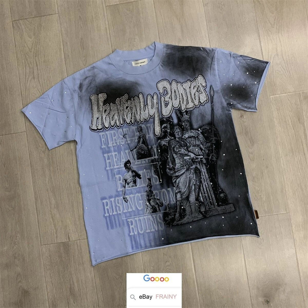 HIGH STREET RHINESTONE VINTAGE T SHIRT MEN WOMEN HIPSTER SHORT SLEEVE SUMMER TOP Unisex T-shirt, Sweatshirt, Hoodie, Long Sleeve Tee - T-Shirt, Sweatshirt, Hoodie