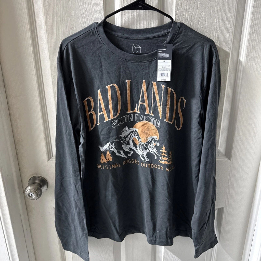 NWT Original Men's Badlands South Dakota Long Sleeve T-Shirt Grey Size M Unisex T-shirt, Sweatshirt, Hoodie, Long Sleeve Tee - T-Shirt, Sweatshirt, Hoodie