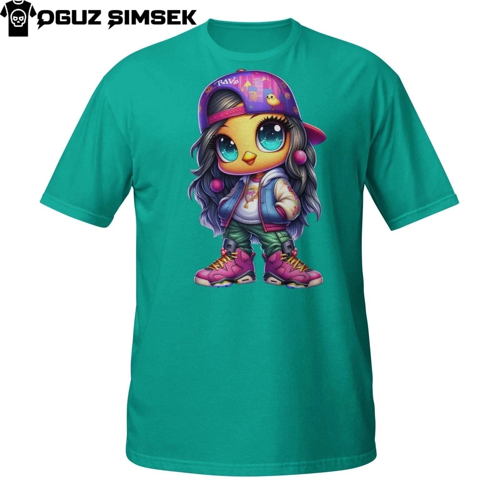 Urban Street Style Girl Shirt  Colorful Cartoon Character Graphic Top Unisex T-shirt, Sweatshirt, Hoodie, Long Sleeve Tee - T-Shirt, Sweatshirt, Hoodie