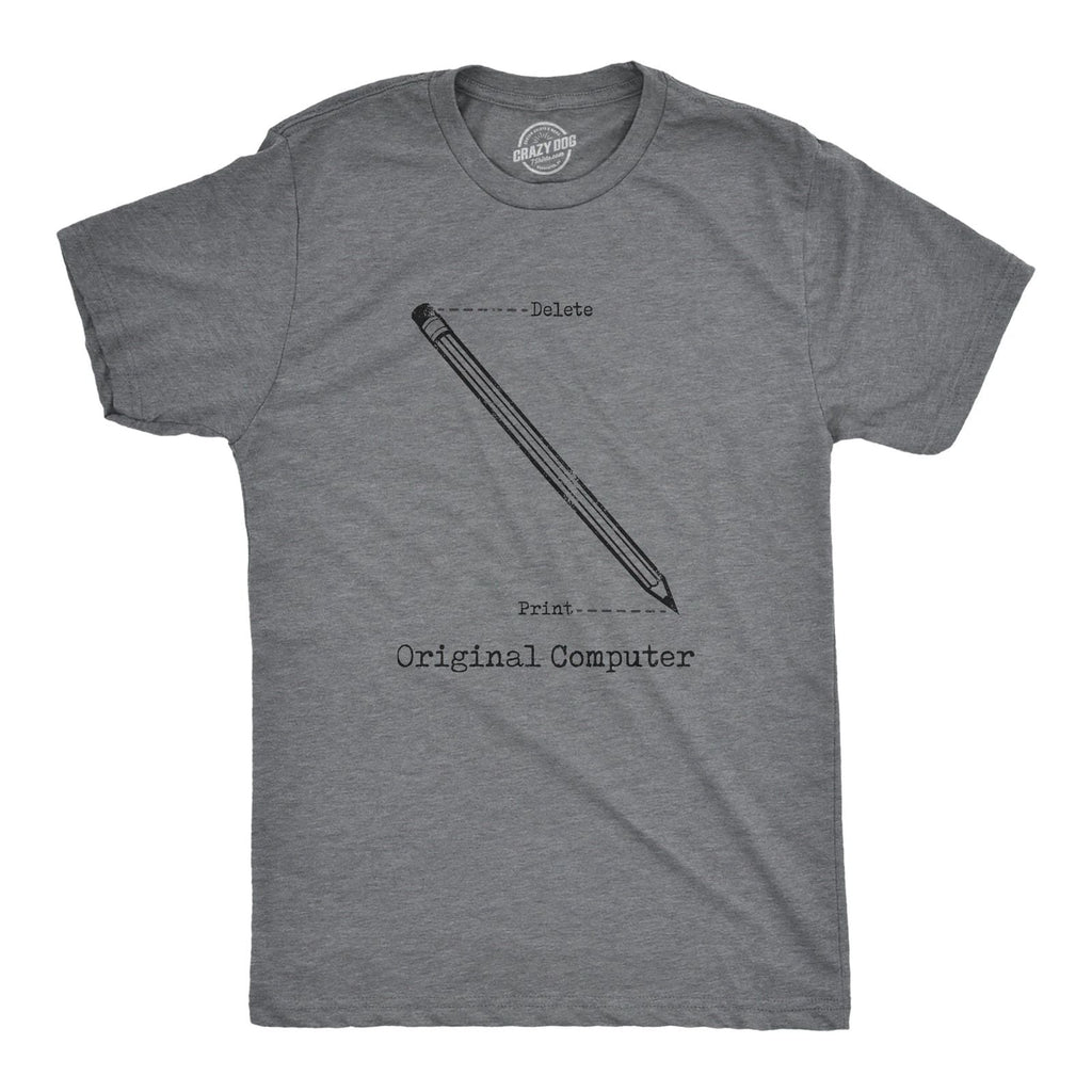 Mens Original Computer T Shirt Funny Pencil Eraser Analog Joke Tee for Guys Unisex T-shirt, Sweatshirt, Hoodie, Long Sleeve Tee - T-Shirt, Sweatshirt, Hoodie