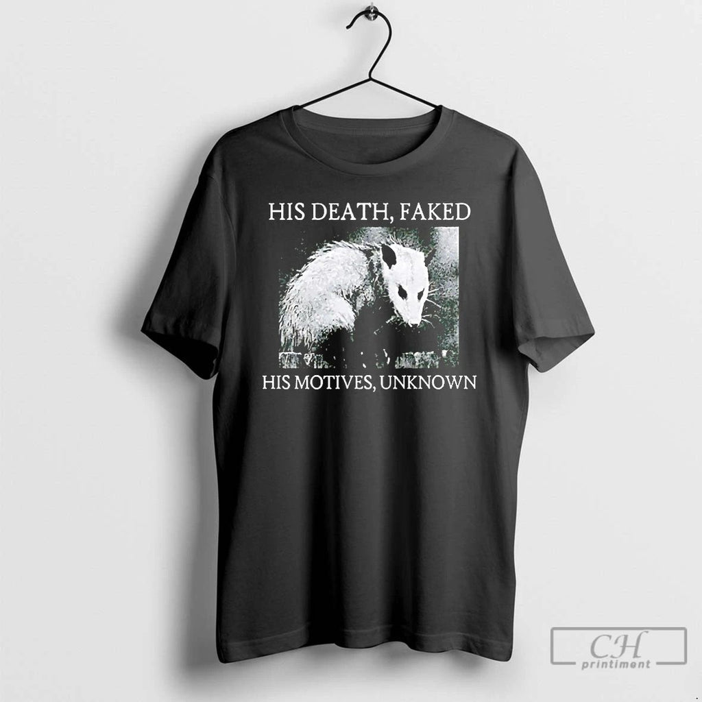 Classic Virginia Opossum His Death Faked His Motives Unknown T Shirts Unisex T-shirt, Sweatshirt, Hoodie, Long Sleeve Tee - T-Shirt, Sweatshirt, Hoodie