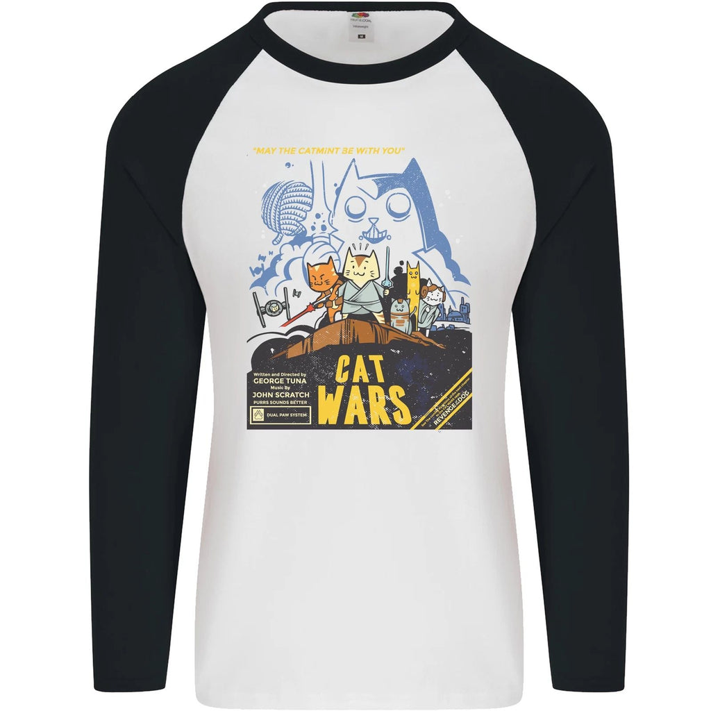 Cat Wars Funny Sci-Fi Mens L/S Baseball T-Shirt Unisex T-shirt, Sweatshirt, Hoodie, Long Sleeve Tee - T-Shirt, Sweatshirt, Hoodie