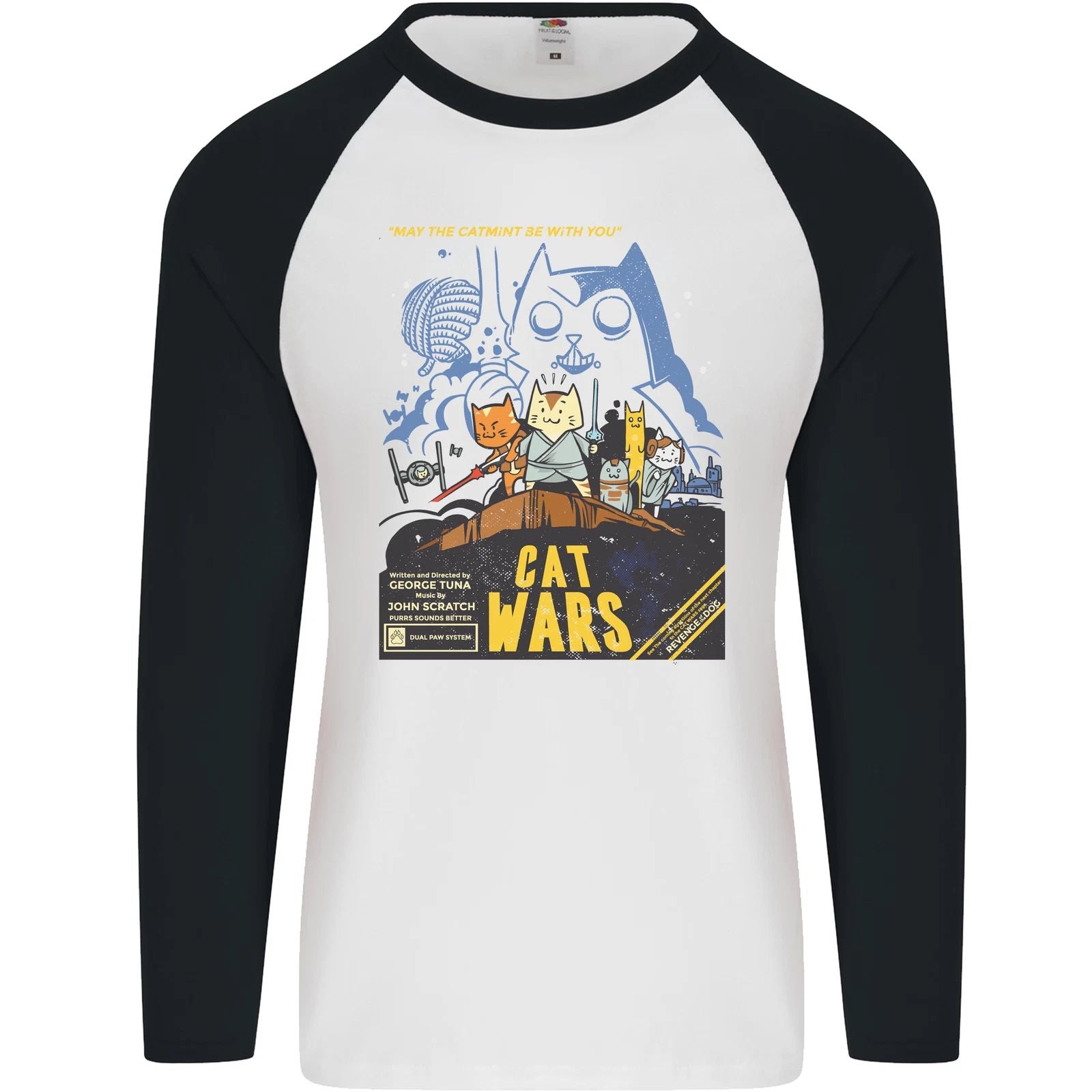 Cat Wars Funny Sci-Fi Mens L/S Baseball T-Shirt Unisex T-shirt, Sweatshirt, Hoodie, Long Sleeve Tee - T-Shirt, Sweatshirt, Hoodie