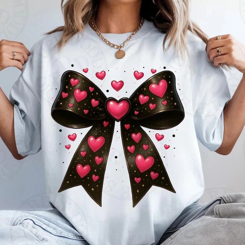 Checkered Bow Valentine Aesthetic Comfort Tee Unisex T-shirt, Sweatshirt, Hoodie, Long Sleeve Tee - T-Shirt, Sweatshirt, Hoodie
