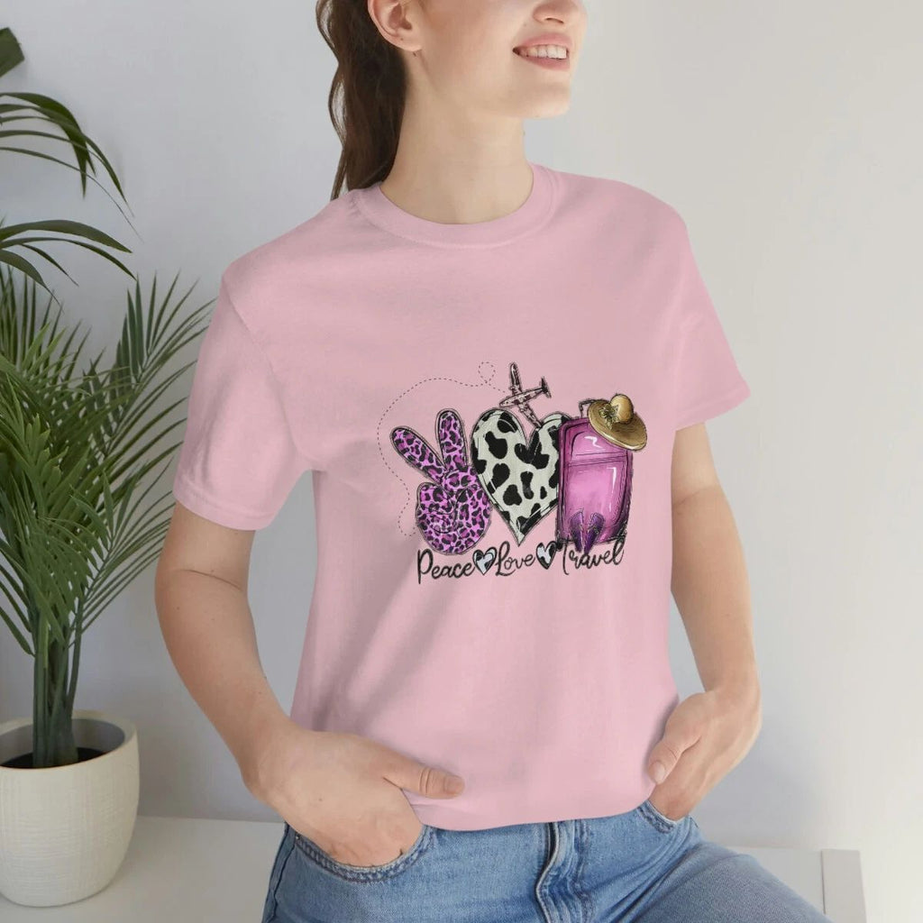 Peace Love Travel Shirt, Travel Lover T-Shirt, Camping Shirt, Travel T-shirt Unisex T-shirt, Sweatshirt, Hoodie, Long Sleeve Tee - T-Shirt, Sweatshirt, Hoodie