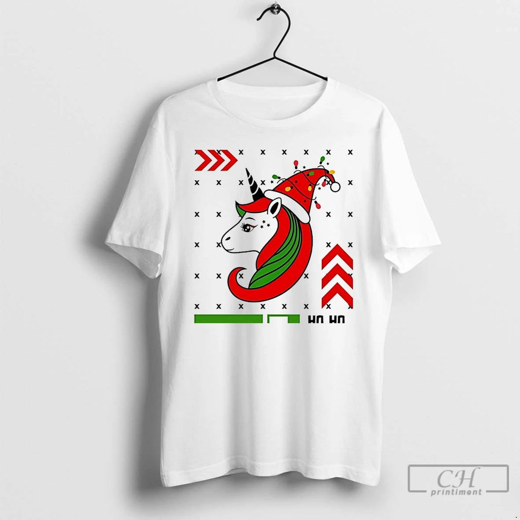 Classic Unicorn Red Green Ho Ho Ho Christmas Party White T Shirts Unisex T-shirt, Sweatshirt, Hoodie, Long Sleeve Tee - T-Shirt, Sweatshirt, Hoodie