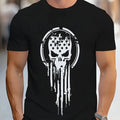 Men's Casual And Fashionable Geometric Skull Pattern T-shirt - Breathable Polyes Unisex T-shirt, Sweatshirt, Hoodie, Long Sleeve Tee - T-Shirt, Sweatshirt, Hoodie