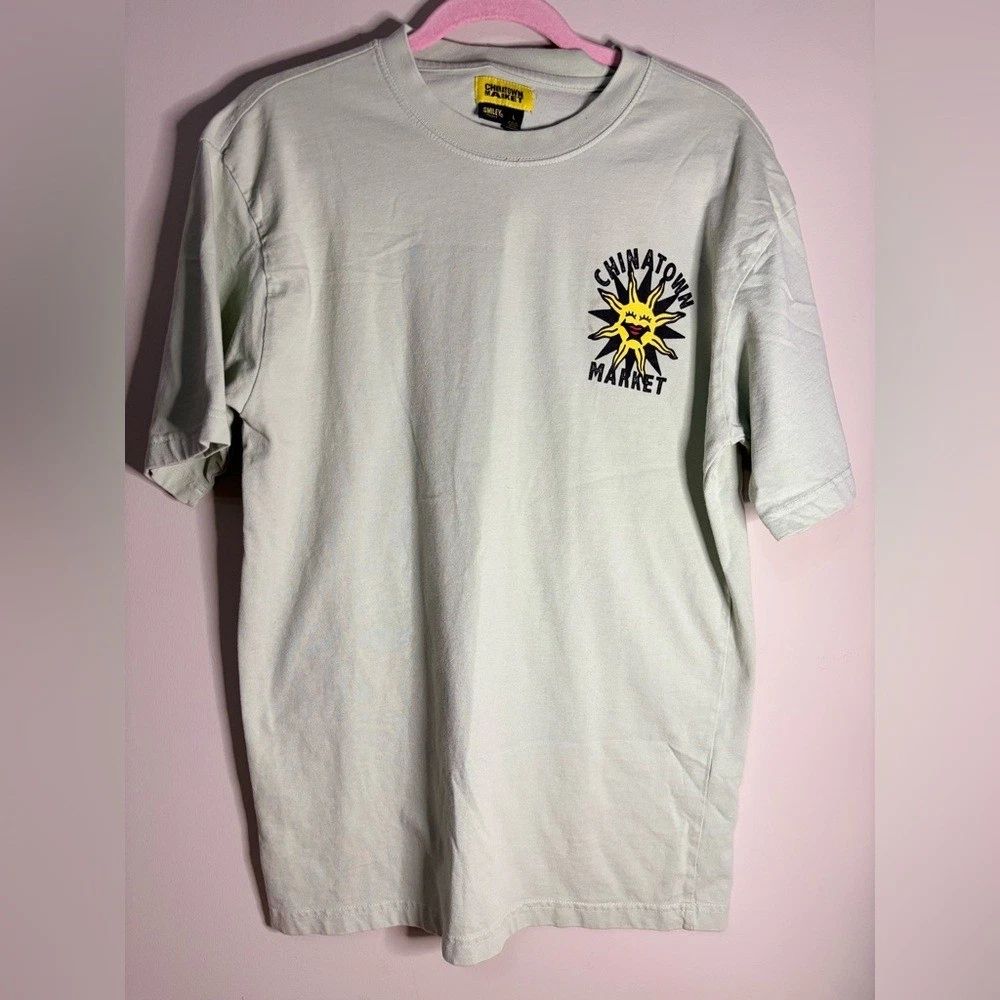 Chinatown Market Sunshine over the Pyramid  Graphic Pale Green T Shirt Men's L Unisex T-shirt, Sweatshirt, Hoodie, Long Sleeve Tee - T-Shirt, Sweatshirt, Hoodie