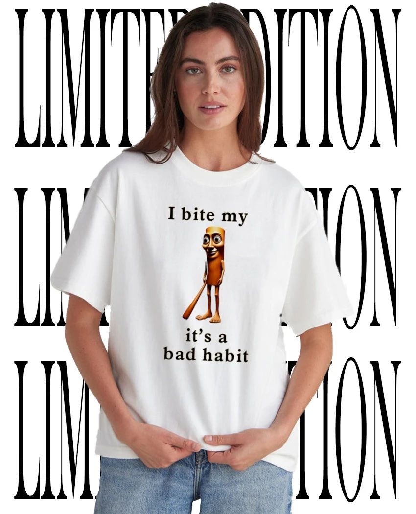 Tung Tung Sahur I bite my its a bad habit shirt Unisex T-shirt, Sweatshirt, Hoodie, Long Sleeve Tee - T-Shirt, Sweatshirt, Hoodie