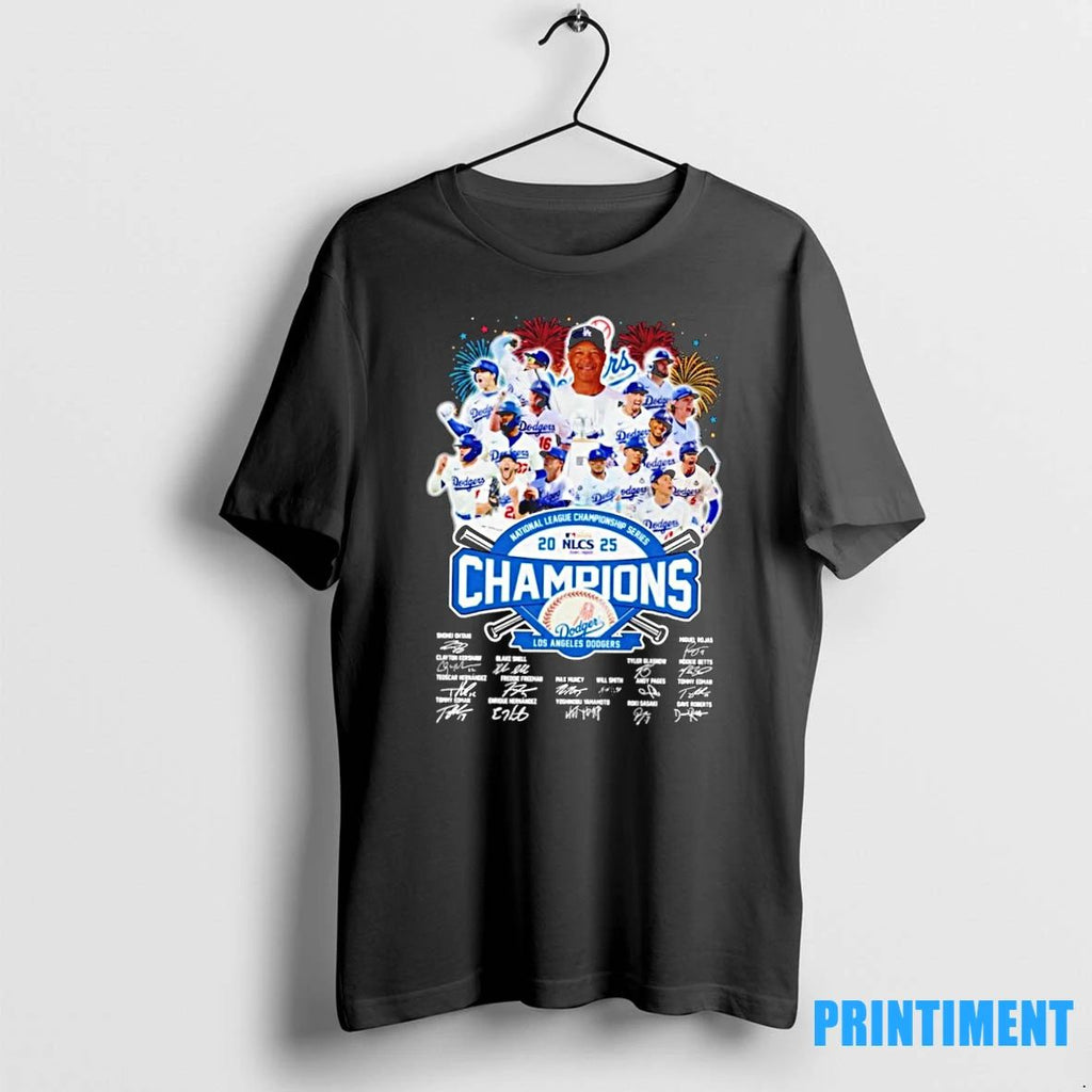 Los Angeles Dodgers National League Champions 2025 Signatures Tshirts Sweater Unisex T-shirt, Sweatshirt, Hoodie, Long Sleeve Tee - T-Shirt, Sweatshirt, Hoodie