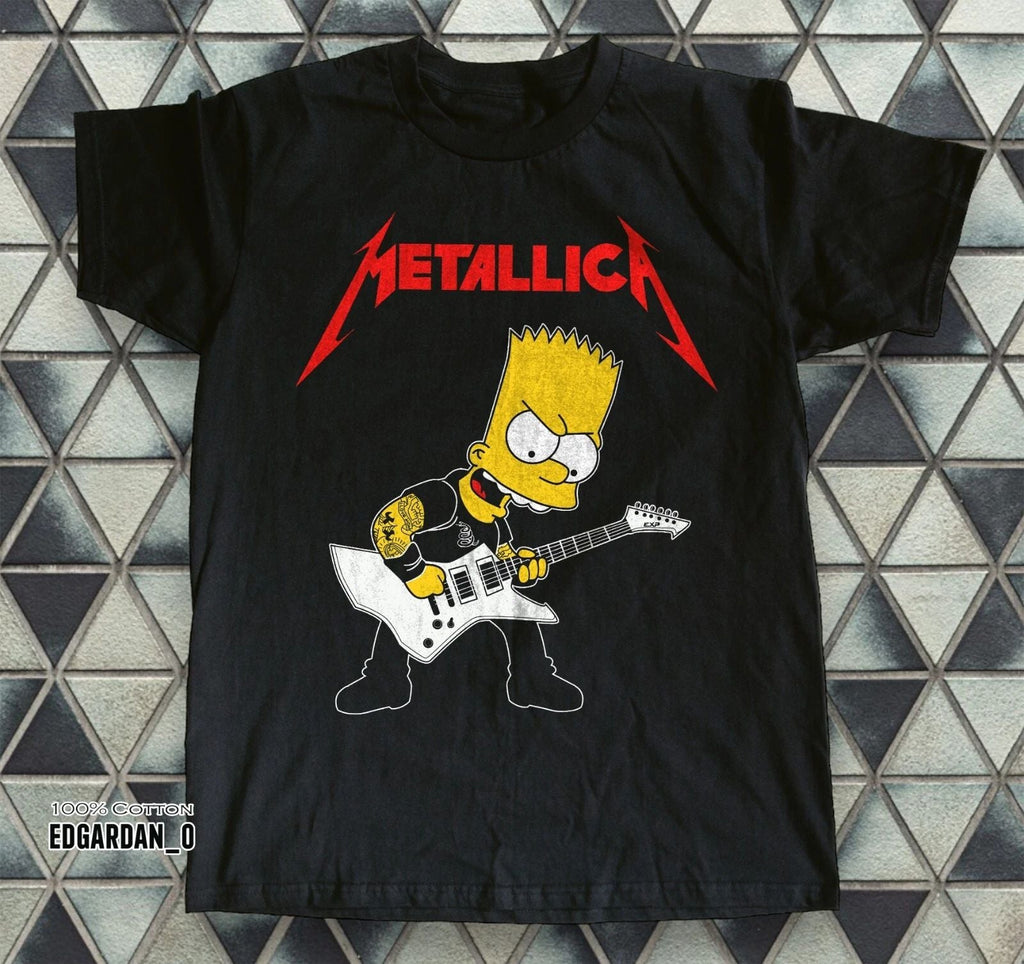 METALLICA - Bart Simpson Guitar Rock Fan Funny Black, White T-shirt S-5XL Unisex T-shirt, Sweatshirt, Hoodie, Long Sleeve Tee - T-Shirt, Sweatshirt, Hoodie