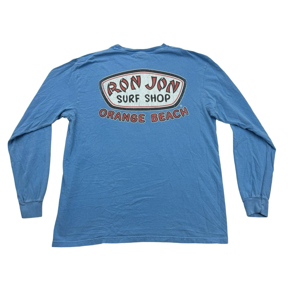 Ron Jon Surf Shop Mens Large L Blue Orange Beach Long Sleeve Cotton Crew Neck Unisex T-shirt, Sweatshirt, Hoodie, Long Sleeve Tee - T-Shirt, Sweatshirt, Hoodie