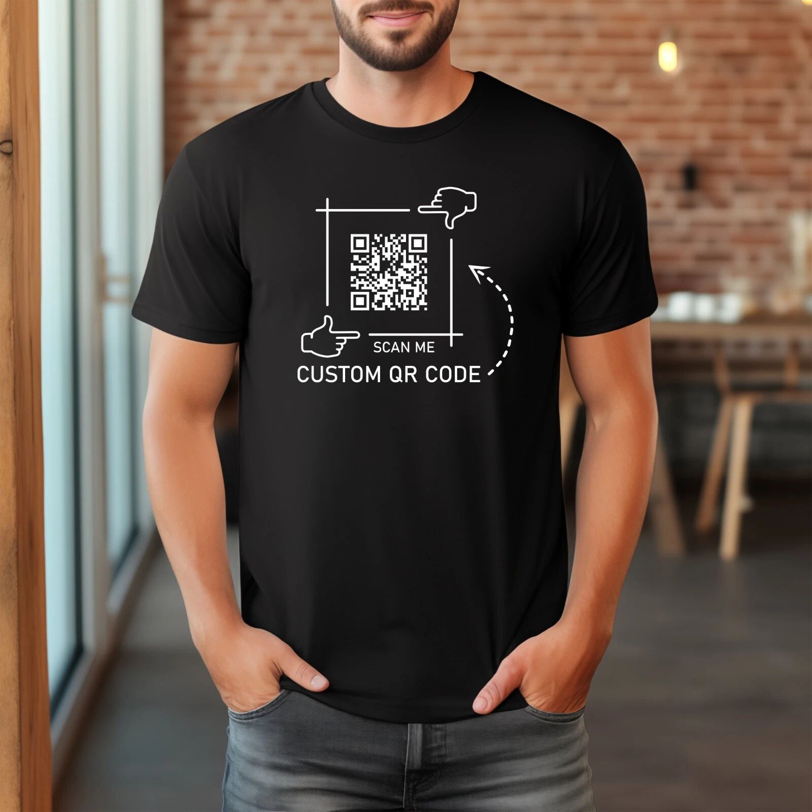 Custom Personalised QR Code T Shirt Printed New Design Unisex Adults Gift T Tops Unisex T-shirt, Sweatshirt, Hoodie, Long Sleeve Tee - T-Shirt, Sweatshirt, Hoodie