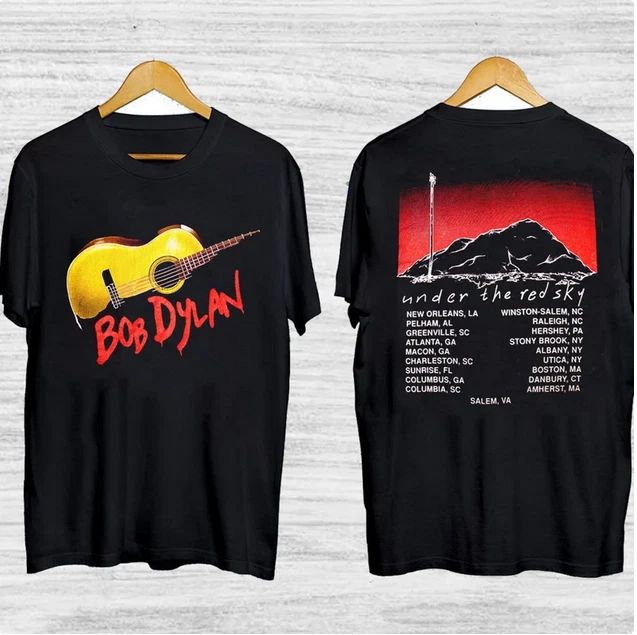 1990 Vintage Bob Dylan Under The Red Sky Tour T-Shirt. Unisex T-shirt, Sweatshirt, Hoodie, Long Sleeve Tee - T-Shirt, Sweatshirt, Hoodie