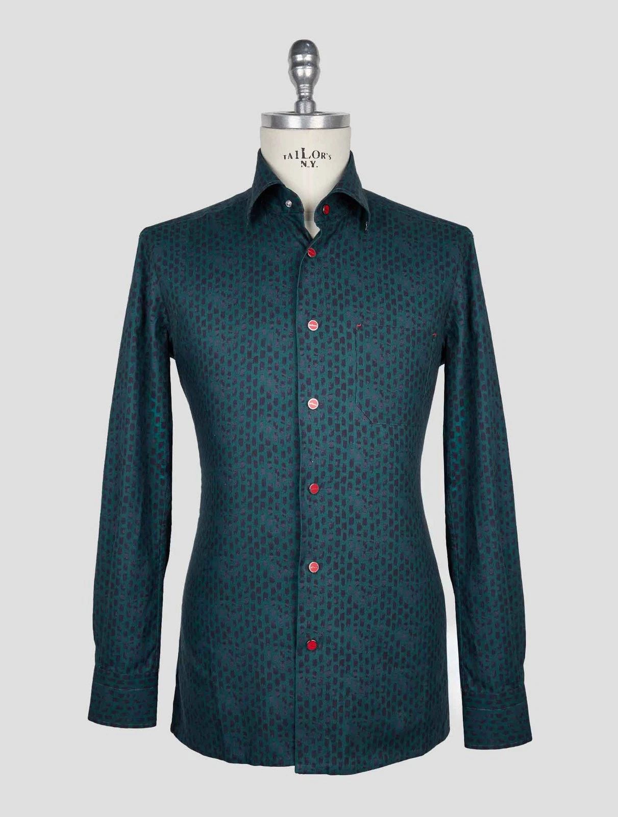 NEW KITON GREEN BLUE COTTON SHIRT US 16 - EU 41 SKE6 Unisex T-shirt, Sweatshirt, Hoodie, Long Sleeve Tee - T-Shirt, Sweatshirt, Hoodie
