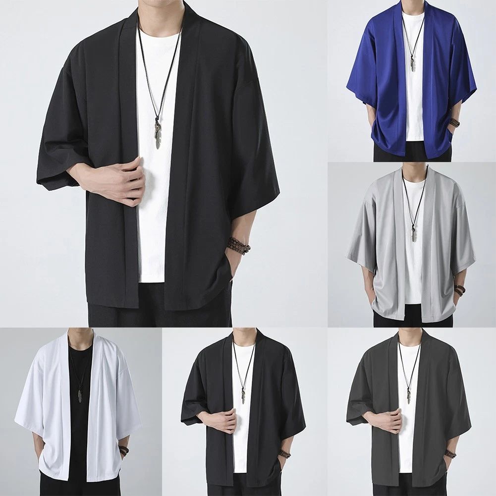 Stylish Men's Kimono Coat Loose Fit Cardigan Japanese Yukata Outerwear Unisex T-shirt, Sweatshirt, Hoodie, Long Sleeve Tee - T-Shirt, Sweatshirt, Hoodie