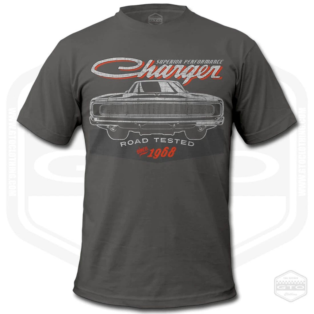1968 Charger Road Tested T-Shirt Men American Muscle Car Fan Art Unisex T-shirt, Sweatshirt, Hoodie, Long Sleeve Tee - T-Shirt, Sweatshirt, Hoodie