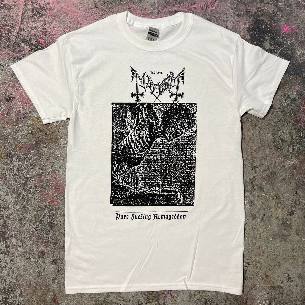 Mayhem "Pure F*cking Armageddon" Band T-Shirt S-2X Unisex (Screen Printed) Unisex T-shirt, Sweatshirt, Hoodie, Long Sleeve Tee - T-Shirt, Sweatshirt, Hoodie