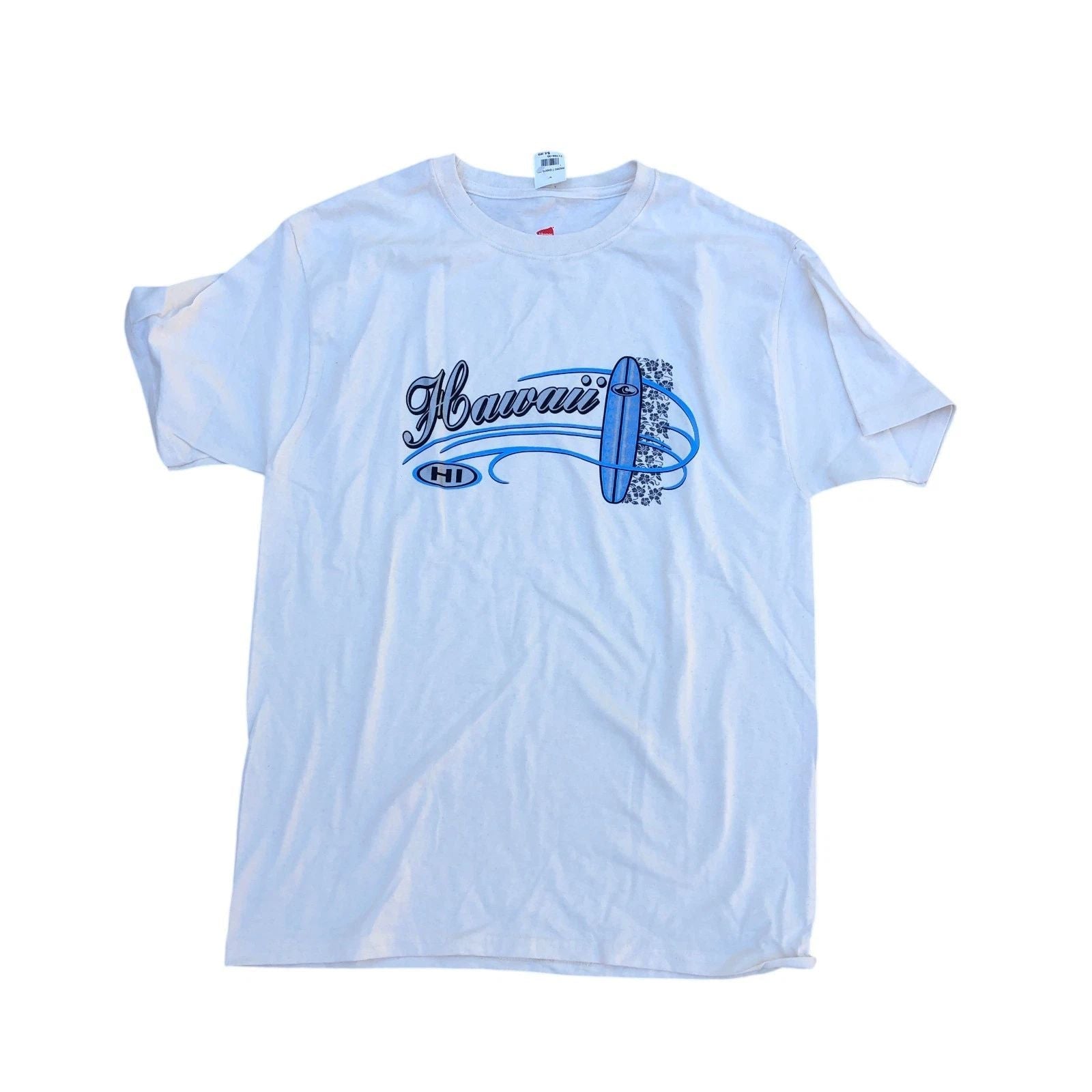 HANES Hawaii Surfboard T Shirt Men's MED White Short Sleeve Crew BRAND NEW Unisex T-shirt, Sweatshirt, Hoodie, Long Sleeve Tee - T-Shirt, Sweatshirt, Hoodie