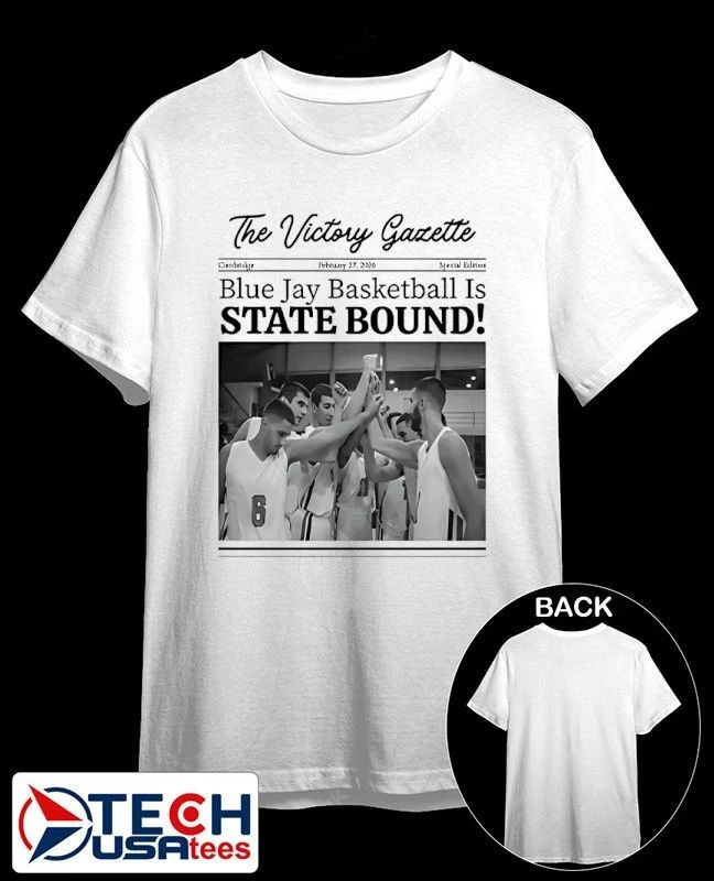 The Victory Gazette Blue Jay Basketball is State Bound Newspaper shirt Unisex T-shirt, Sweatshirt, Hoodie, Long Sleeve Tee - T-Shirt, Sweatshirt, Hoodie